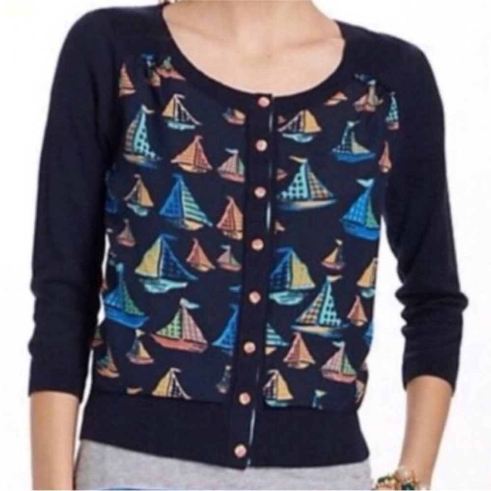 Anthropologie - HWR Navy Sailboat Cardigan